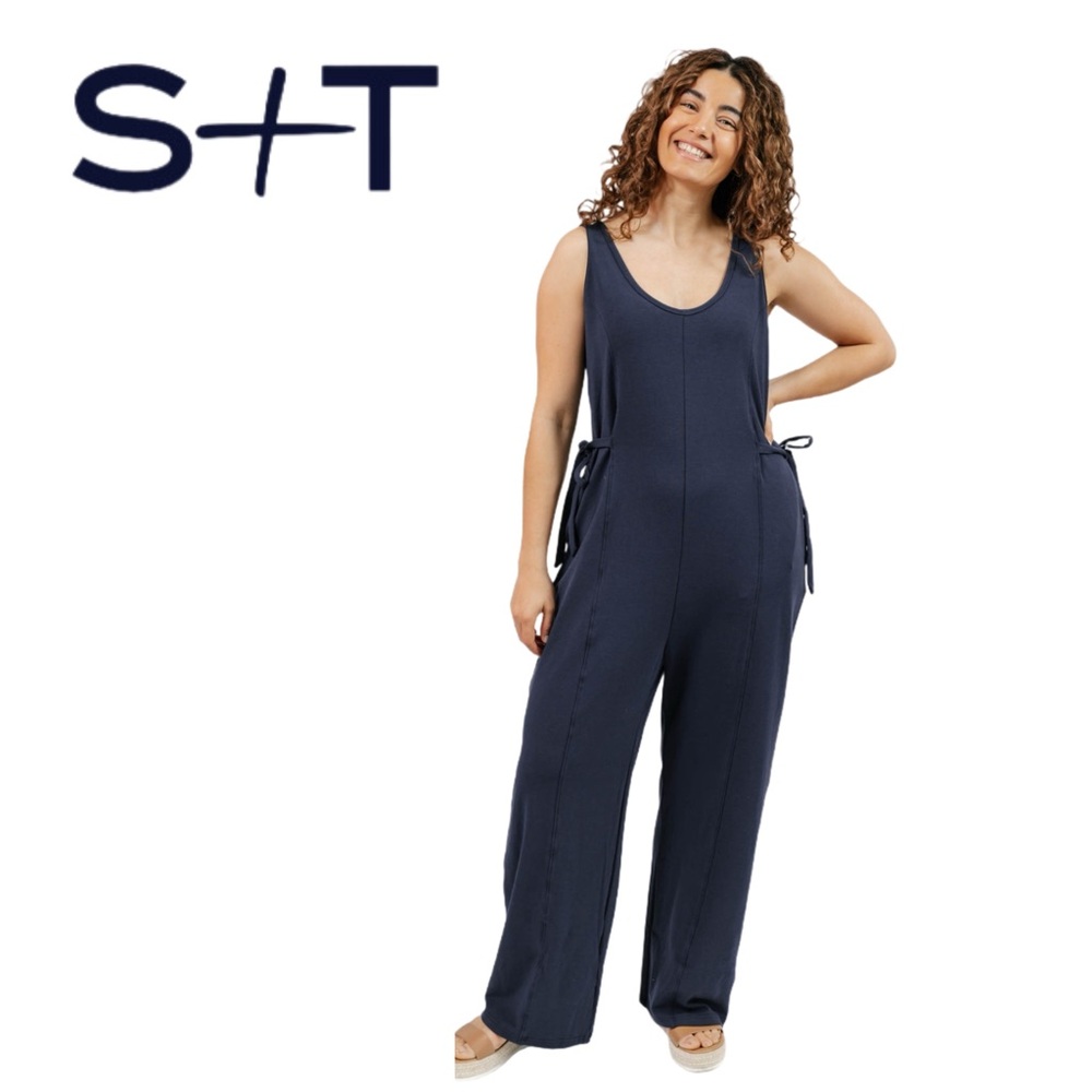 🇨🇦🆕NWT SMASH + TESS | 2X | Casual chic timeless Dark Navy Cara Wide leg Romper* - Picture 11 of 16